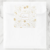 Boho Gold Space doodles White Design Vierkante Sticker (Tas)