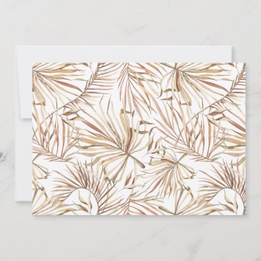 Boho Golden Greenery Faire-part de mariage (Dos)