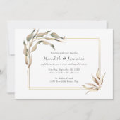 Boho Golden Greenery Wedding Invitation Kaart (Voorkant)