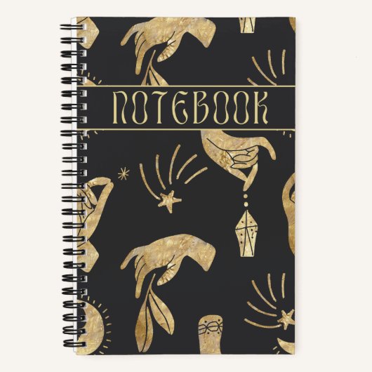 Boho Golden Hands Magische Spiraalvormige Notitieb Notitieboek (Voorkant)