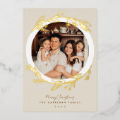 Boho Golden Wreath Photo Gold Foil Carte de vacanc (Recto)