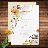 Boho Golden Yellow Meadow Bloemen Gele Bruiloft Kaart
