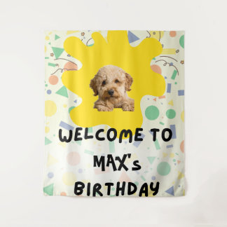 Boho Goldendoodle Eerste Verjaardag Welkom Bord | Wandkleed