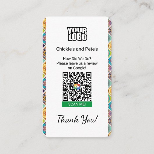 BOHO Google Review Visitekaartje met Google Map (Voorkant)