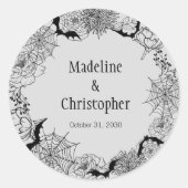 Boho Gothic Floral Grey Wedding Ronde Sticker (Voorkant)