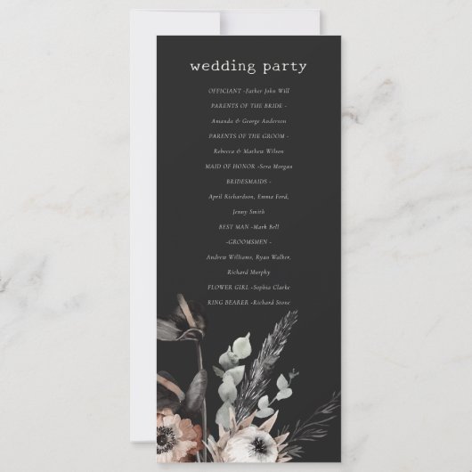 Boho Gothic Rust Black Botanical Wedding Programme (Dos)