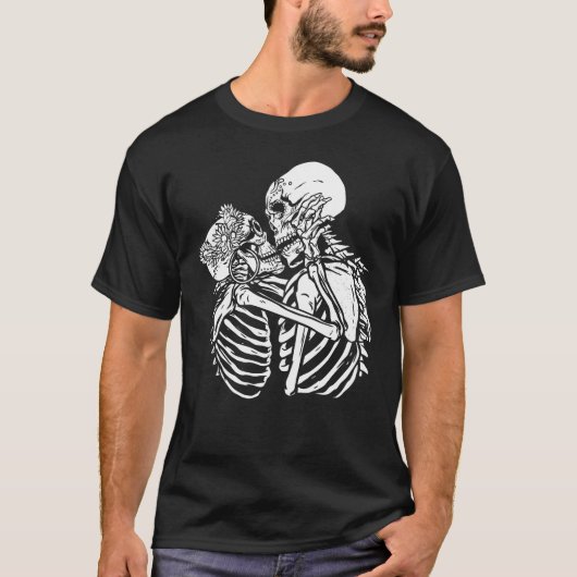 boho gothic skeleton houdt van valentijn schedel t-shirt (Voorkant)