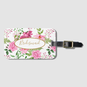 Boho Goud Roze Bloemige Bestemming Trouwfeest Part Bagagelabel