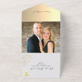 Boho goud vergulde bloemetjesbruiloft all in one uitnodiging (Buitenkant)