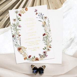 Boho Gouden Bruiloftsfolie Uitnodiging