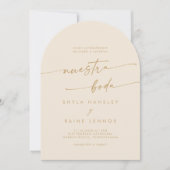 Boho  Gouden Fotoboog Spaans Huwelijk Kaart (Voorkant)