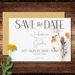Boho Gouden Gele Meadow Bloemen Gouden Bruiloft Save The Date