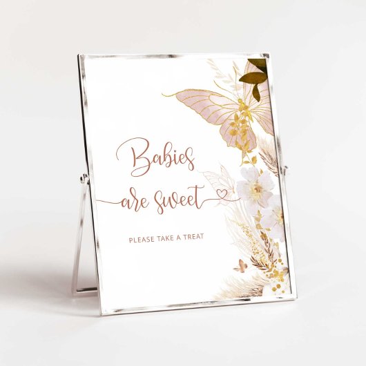 Boho gouden pampas gras vlinder Baby's zijn zoet Poster