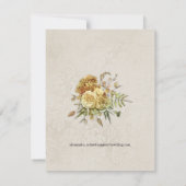 Boho gouden Rozen en crème damast bruiloft Kaart (Achterkant)