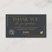 Boho goudmarineschandje blauw script bedankt visitekaartje (Voorkant)