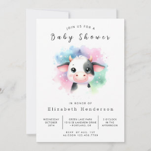 Boho gracieuze Koe Baby shower Kaart
