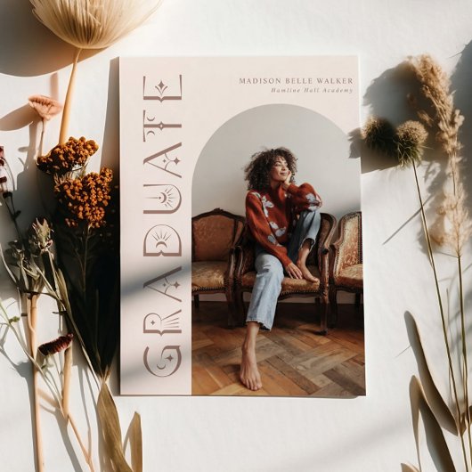 Boho Graduate Blush Pink Graduate Faire-part