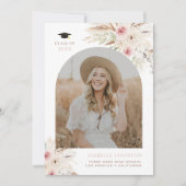 Boho Graduation Faire-part Girl Grad Photo rose (Devant)