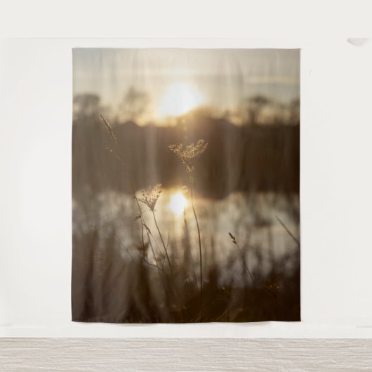 Boho gras natuurlijke waterlandschap wandkleed (Voorkant)