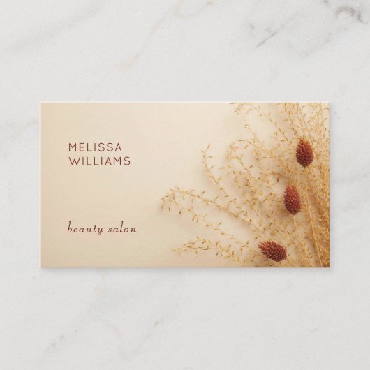 Boho Grass 3D Earthy Tones Floral Visitekaartje (Voorkant)