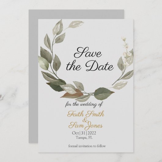 Boho Gray Pampas Grass sparen de Uitnodiging van d (Voorkant / Achterkant)