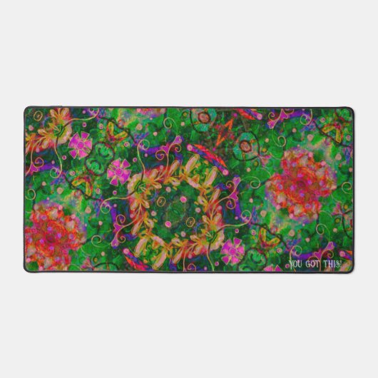 Boho Green Abstract Boho Custom Inspirerend Quote Bureaumat (Voorkant)