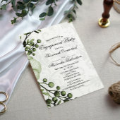 Boho Green Berry Wreath Damask Verloving Kaart