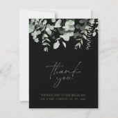 Boho Green Black Eucalyptus Mariage Merci (Devant)