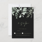 Boho Green Black Eucalyptus Wedding RSVP (Devant)