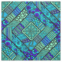 Boho Green Blue abstract tribaal patroon