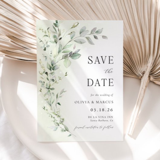 Boho Green Botanical Save The Date Uitnodiging