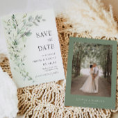 Boho Green Botanical Save The Date Uitnodiging