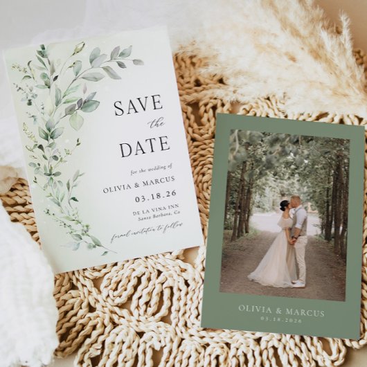 Boho Green Botanical Save The Date Uitnodiging