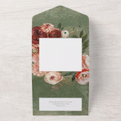 Boho Green Burgundy Herfst Floral QR Code All In One Uitnodiging (Buitenkant)