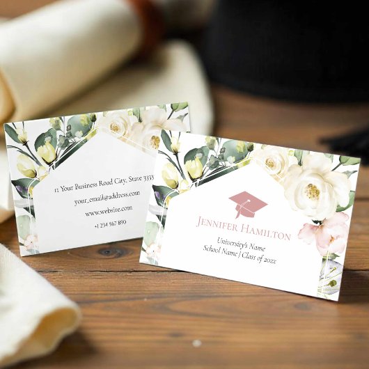 Boho Green Cadre Floral Carte Nom de la graduation