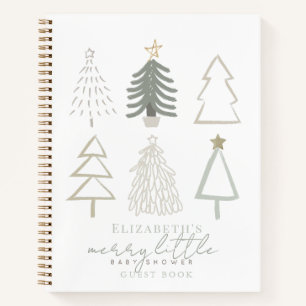 Boho Green Christmas Trees Baby shower Notitieboek
