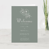 Boho Green Destination Floral Folded Wedding Programma (Voorkant)