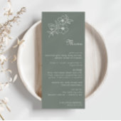 Boho Green Destination Floral Menu Mariage
