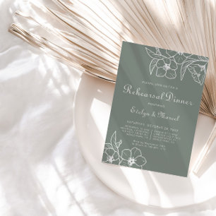 Boho Green Destination Floral Rehearsal Dinner Kaart
