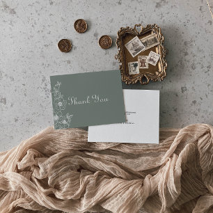 Boho Green Destination Floral Wedding Bedankkaart