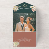 Boho Green en Terracotta bruiloft All In One Uitnodiging (Buitenkant)