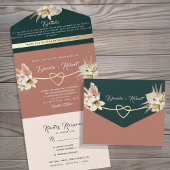 Boho Green en Terracotta bruiloft All In One Uitnodiging