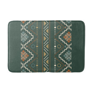 Boho Green en Terracotta Bruin Tribal Patroon Badmat