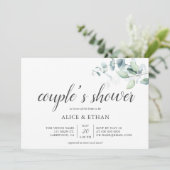 Boho Green Eucalyptus Couples Shower Invitation (Debout devant)