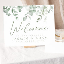 Boho Green Eucalyptus Mariage Affiche de bienvenue