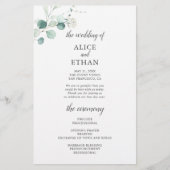 Boho Green Eucalyptus Programme de mariage Feuille (Devant)