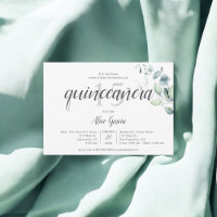 `Boho Green Eucalyptus Quinceanera Invitation