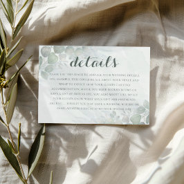 Boho Green Eucalyptus Wedding Details Informatiekaartje