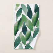 Boho Green Feuilles aquarelle peinte à la main (Serviette à main)