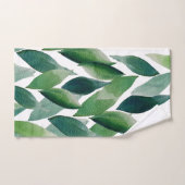 Boho Green Feuilles aquarelle peinte à la main (Serviette à main)